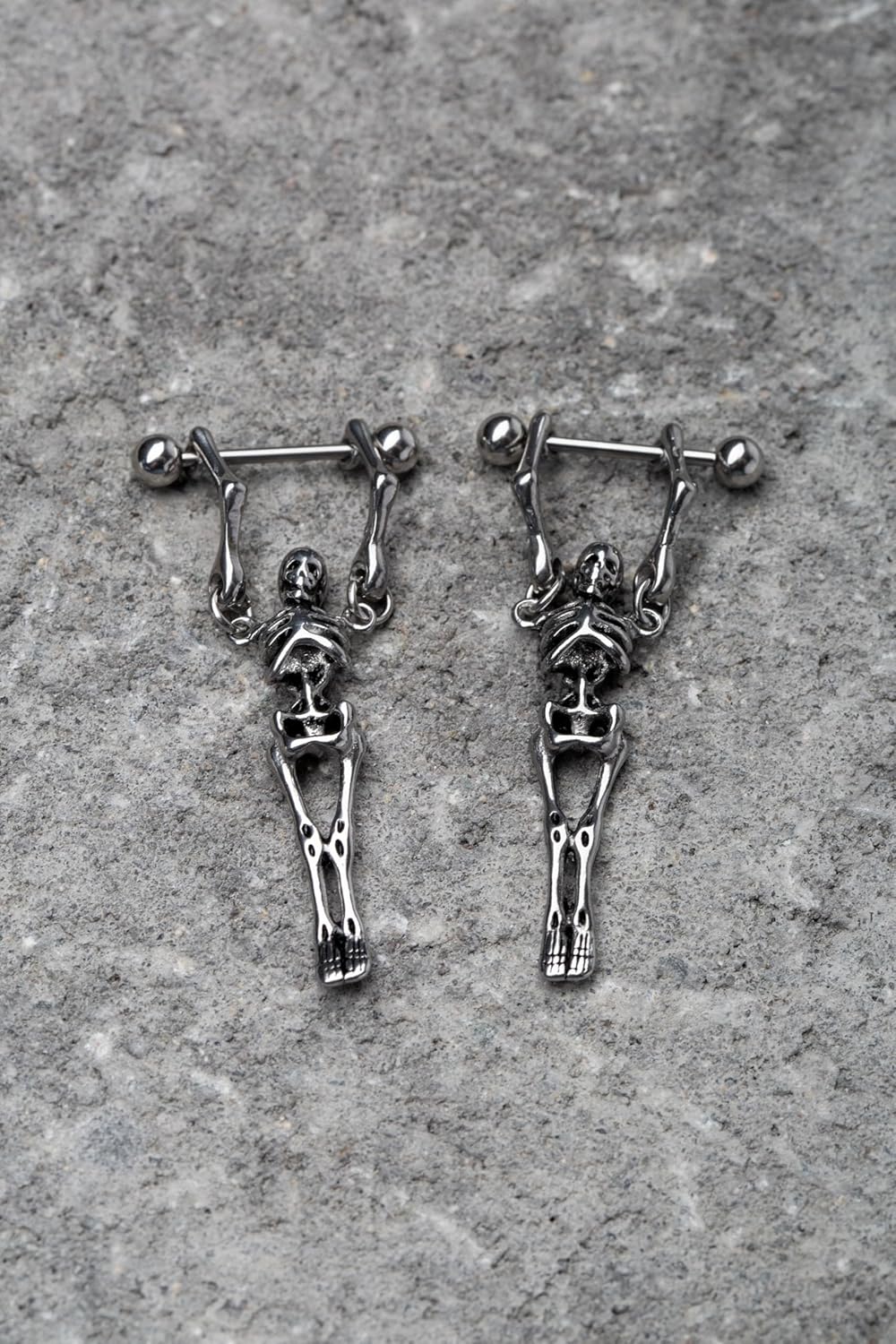 Pierced Owl 16G Stainless Steel Hanging Skeleton Nipple Barbells, Sold as a Pair - QIAO CrystalQIAO CrystalQIAO Crystal