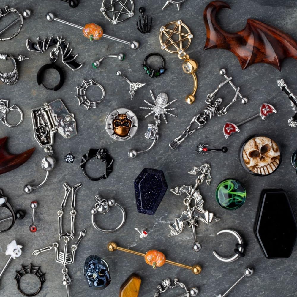 Pierced Owl 16G Stainless Steel Hanging Skeleton Nipple Barbells, Sold as a Pair - QIAO CrystalQIAO CrystalQIAO Crystal