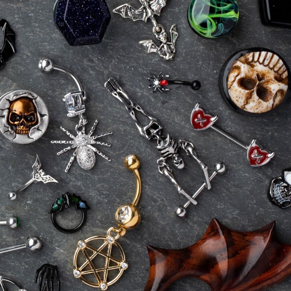 Pierced Owl 16G Stainless Steel Hanging Skeleton Nipple Barbells, Sold as a Pair - QIAO CrystalQIAO CrystalQIAO Crystal