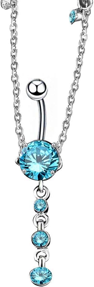 Piercing Navel Waist Chain Belly Button Ring Surgical Steel Sexy Love Dangle Body Jewelry - 我的商店我的商店我的商店