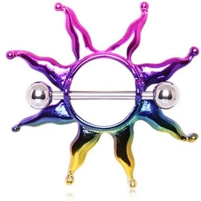  Plated 316L Stainless Steel Rainbow Sunburst Nipple Shields, Sold as a Pair - QIAO CrystalQIAO CrystalQIAO Crystal