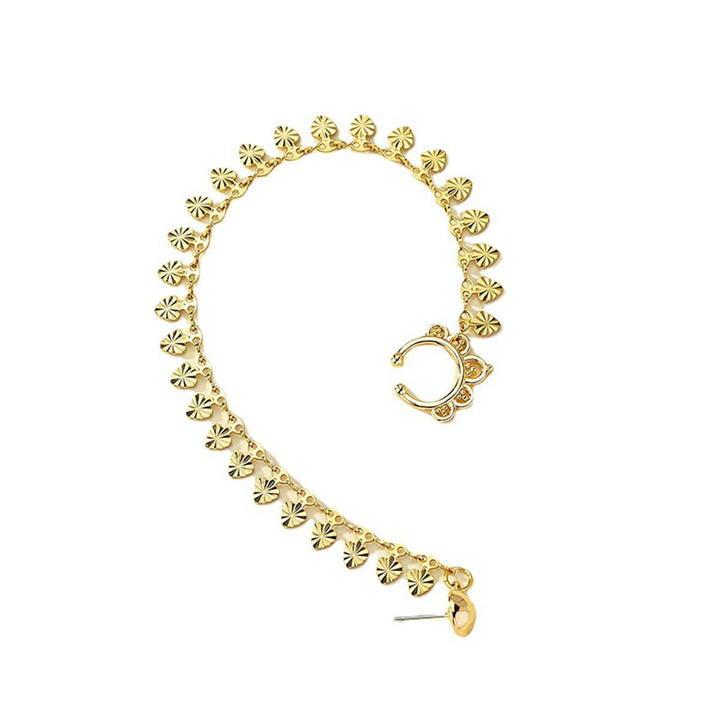 Punk Tassel Chain Nose Ring Vintage Sequins Clip On Nose Ring Gold Cuff Hoop Nose Ring Ethnic Non Pierced Nose Ring Jewelry for Women - QIAO Crystal我的商店QIAO Crystal