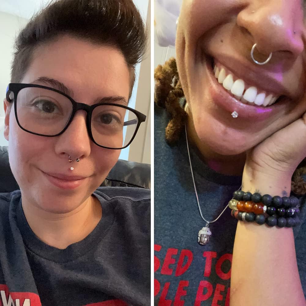 PunkTracker 16g/18g Surgical Steel Internal Thread CZ Stud Piercing Jewelry for Tragus/Nose/Helix/Conch/Medusa/Lip/Labret - Helix Tragus Cartilage Earring for Women Men 2PCS - QIAO CrystalQIAO CrystalQIAO Crystal