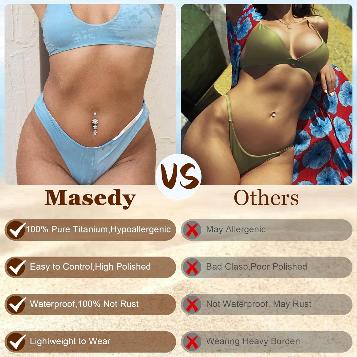 Pure Titanium Dangle Belly Button Rings for Women Internally Thread Curved Barbell Belly Rings Dangling Navel Rings CZ Flower Navel Piercing Jewelry 6 - 16mm - 我的商店我的商店我的商店