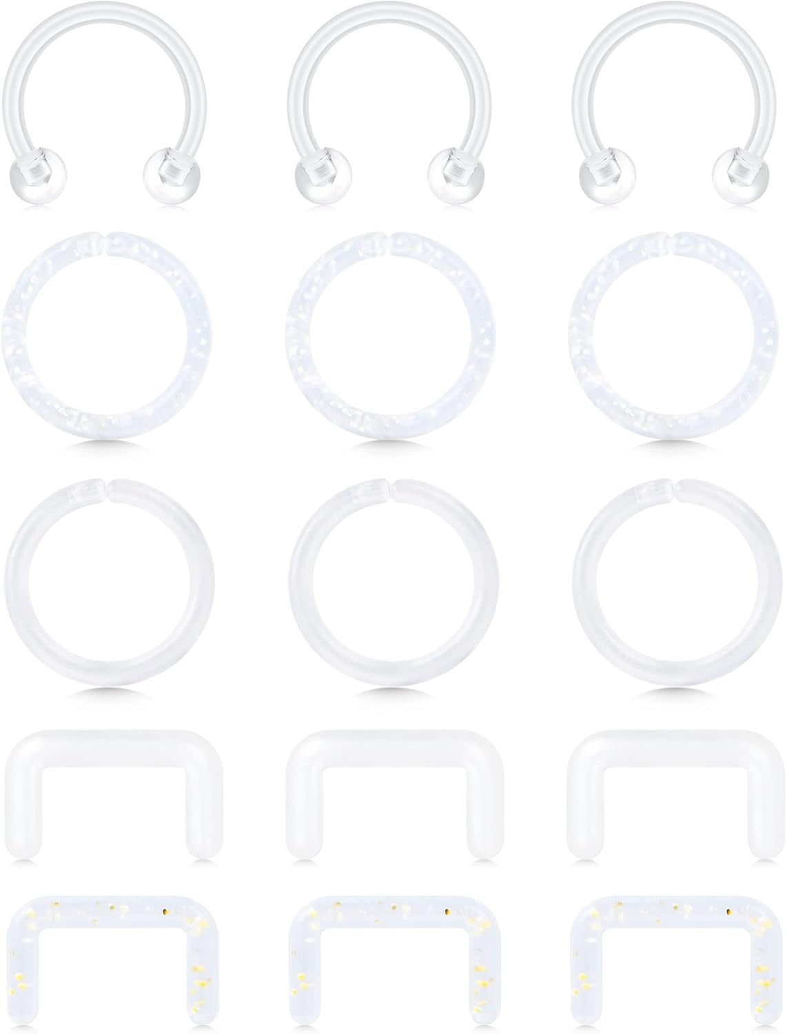 QWALIT Clear Nose Rings Studs L Shape Piercing Retainer Flexible Nose Bone Flesh Skin Color Nostril Piercing Retainer for Work 18g 20g Flat Top - QIAO CrystalQIAO CrystalQIAO Crystal