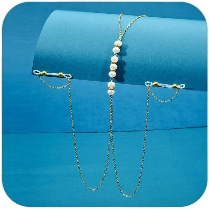 Fake Nipple Piercing for Women Nipple Chain non Piercing Adjustable Elastic Nooses Pearl Cute Gold non-Piercing Faux Body Jewelry