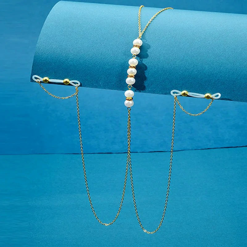 Fake Nipple Piercing for Women Nipple Chain non Piercing Adjustable Elastic Nooses Pearl Cute Gold non-Piercing Faux Body Jewelry