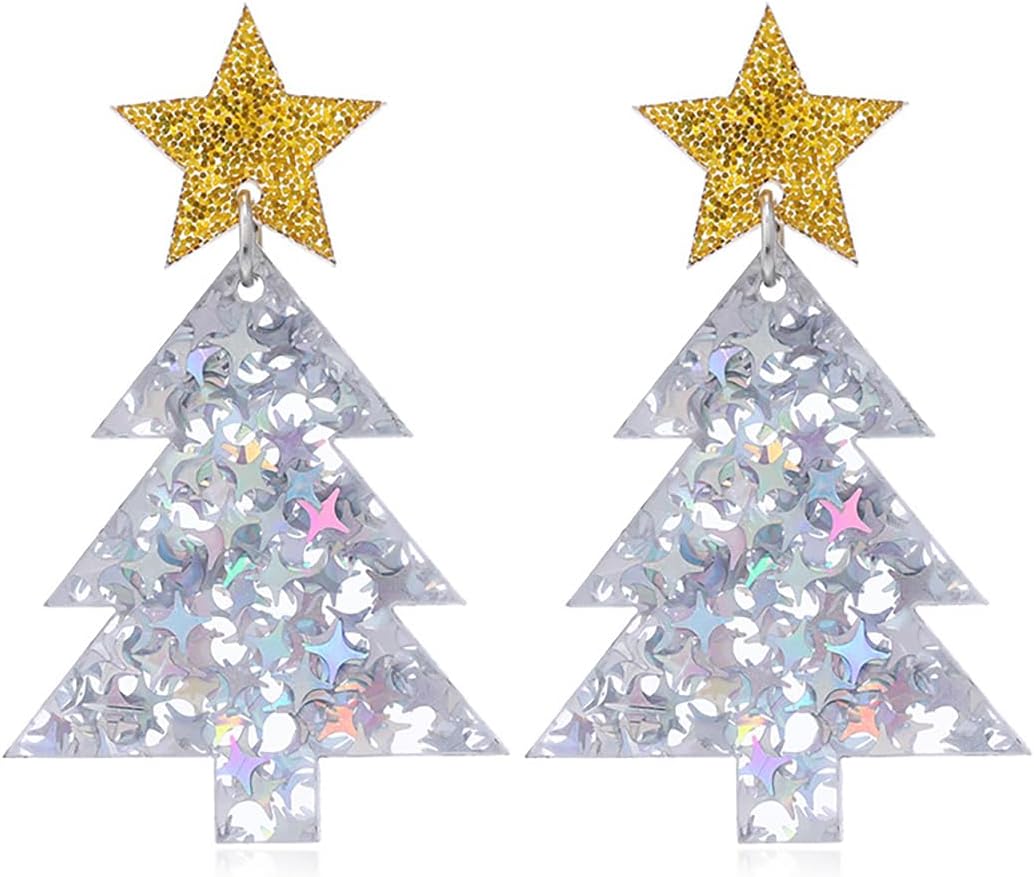 Red Crystal Bell Christmas Hat Earrings Santa Claus Christmas Tree Dangle Earrings Asymmetric Elk Santa Hat Butterfly Bell Christmas Earrings Rhinestone Stud Earrings for Women - 我的商店我的商店我的商店