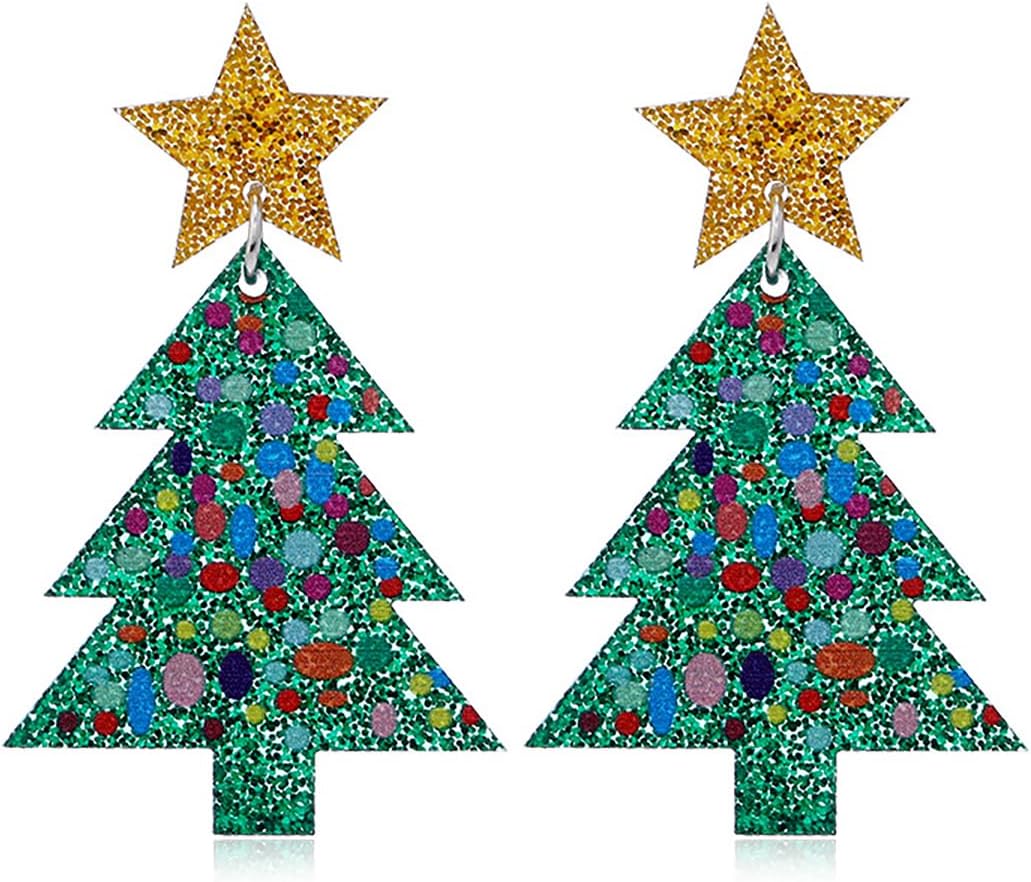 Red Crystal Bell Christmas Hat Earrings Santa Claus Christmas Tree Dangle Earrings Asymmetric Elk Santa Hat Butterfly Bell Christmas Earrings Rhinestone Stud Earrings for Women - 我的商店我的商店我的商店