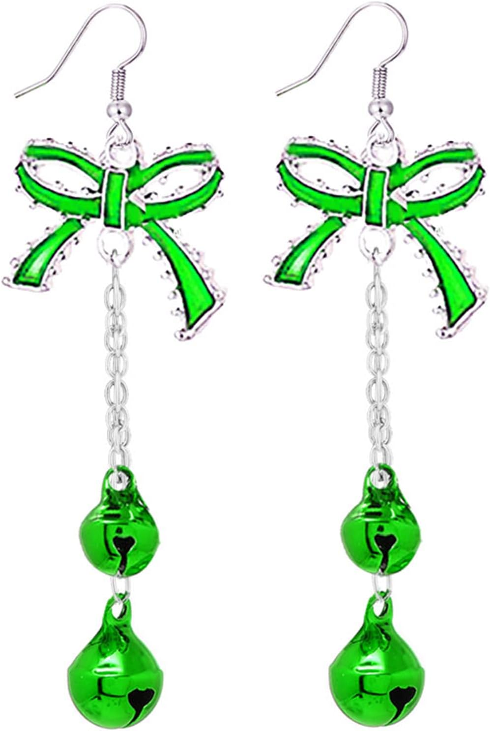 Red Green Christmas Dangle Earrings for Women Cute Long Chain Bow Knot Jingle Bell Christmas Tree Snowflake Dangle Earrings Christmas Holiday Jewelry Gift - QIAO Crystal我的商店QIAO Crystal