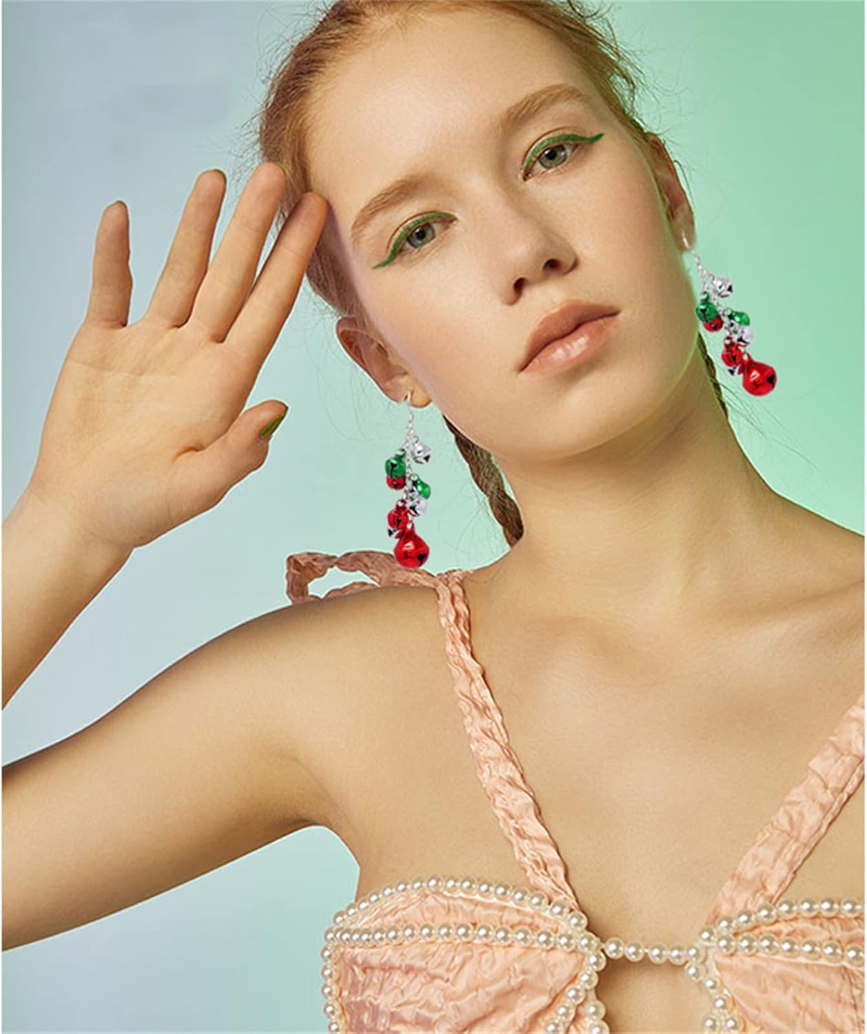 Red Green Christmas Dangle Earrings for Women Cute Long Chain Bow Knot Jingle Bell Christmas Tree Snowflake Dangle Earrings Christmas Holiday Jewelry Gift - QIAO Crystal我的商店QIAO Crystal