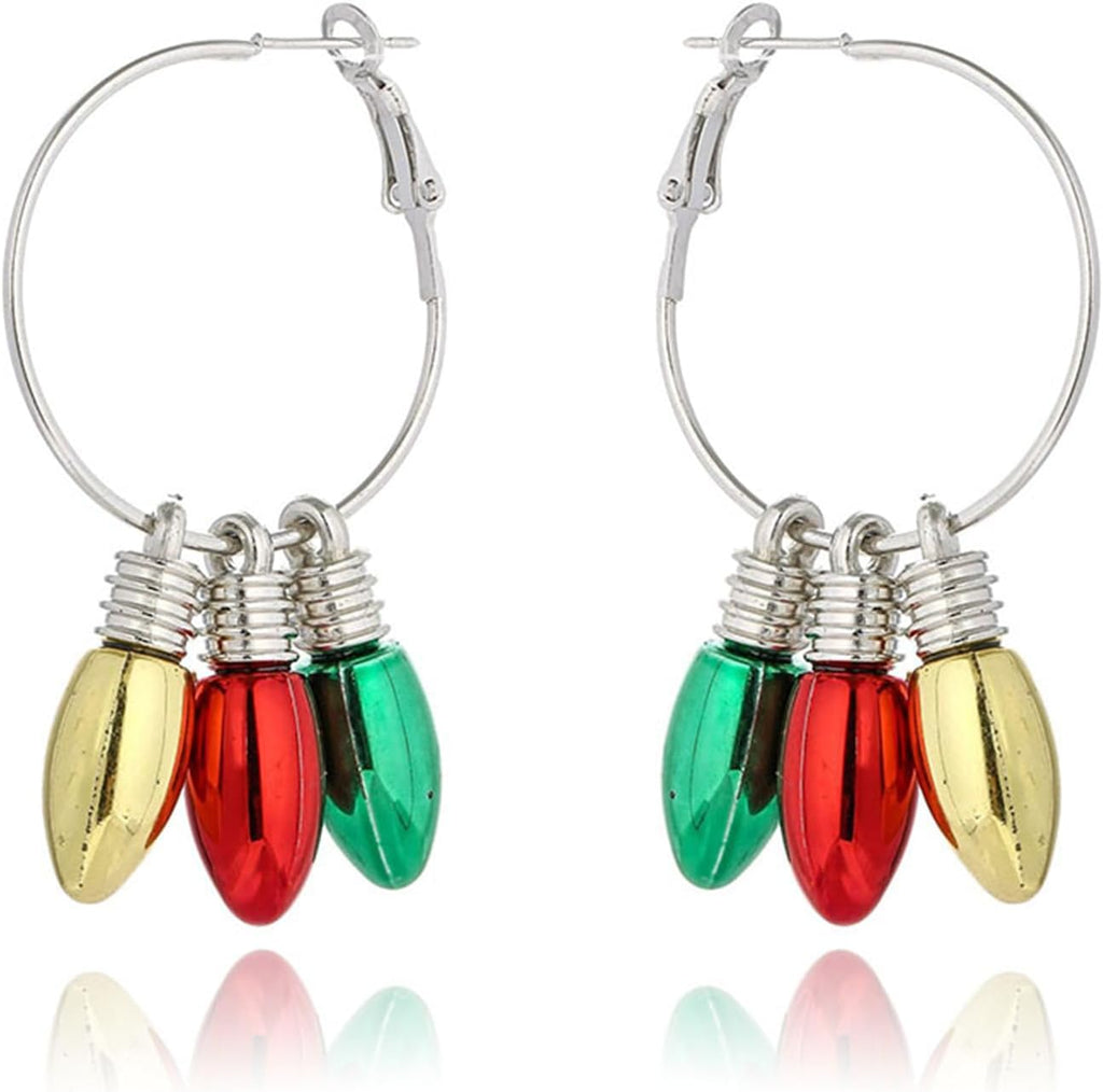 Red Green Christmas Dangle Earrings for Women Cute Long Chain Bow Knot Jingle Bell Christmas Tree Snowflake Dangle Earrings Christmas Holiday Jewelry Gift - QIAO Crystal我的商店QIAO Crystal