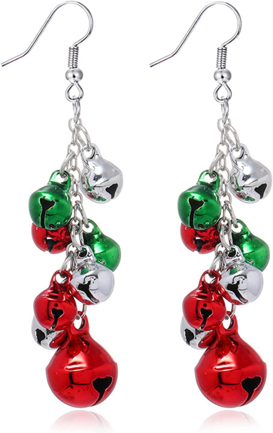 Red Green Christmas Dangle Earrings for Women Cute Long Chain Bow Knot Jingle Bell Christmas Tree Snowflake Dangle Earrings Christmas Holiday Jewelry Gift - QIAO Crystal我的商店QIAO Crystal