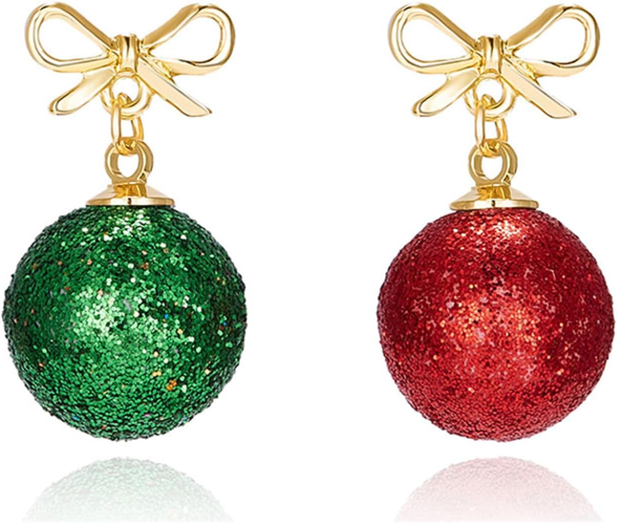 Red Green Christmas Dangle Earrings for Women Cute Long Chain Bow Knot Jingle Bell Christmas Tree Snowflake Dangle Earrings Christmas Holiday Jewelry Gift - QIAO Crystal我的商店QIAO Crystal