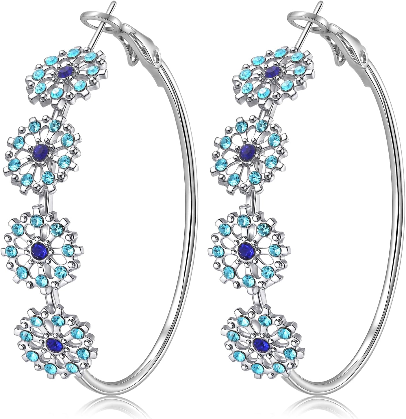 Red Green Xmas Bow Hoop Earrings - Christmas Jewelry for Women, Holiday Gifts - QIAO Crystal我的商店QIAO Crystal