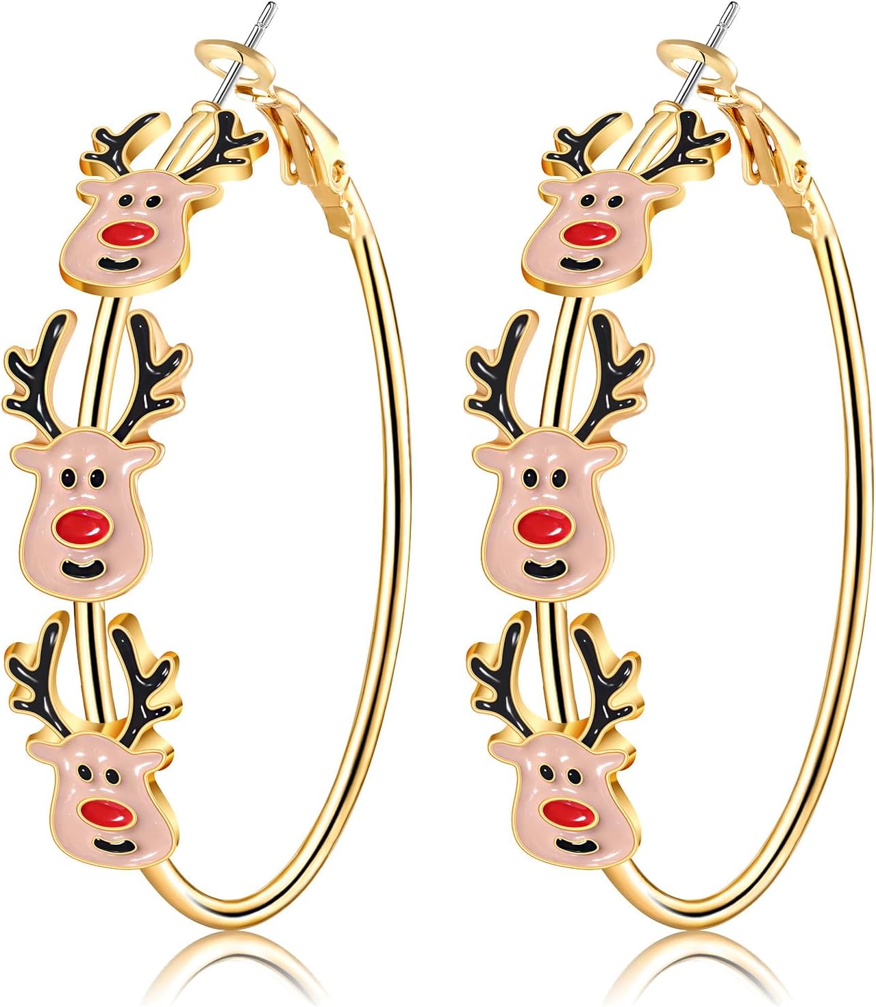 Red Green Xmas Bow Hoop Earrings - Christmas Jewelry for Women, Holiday Gifts - QIAO Crystal我的商店QIAO Crystal