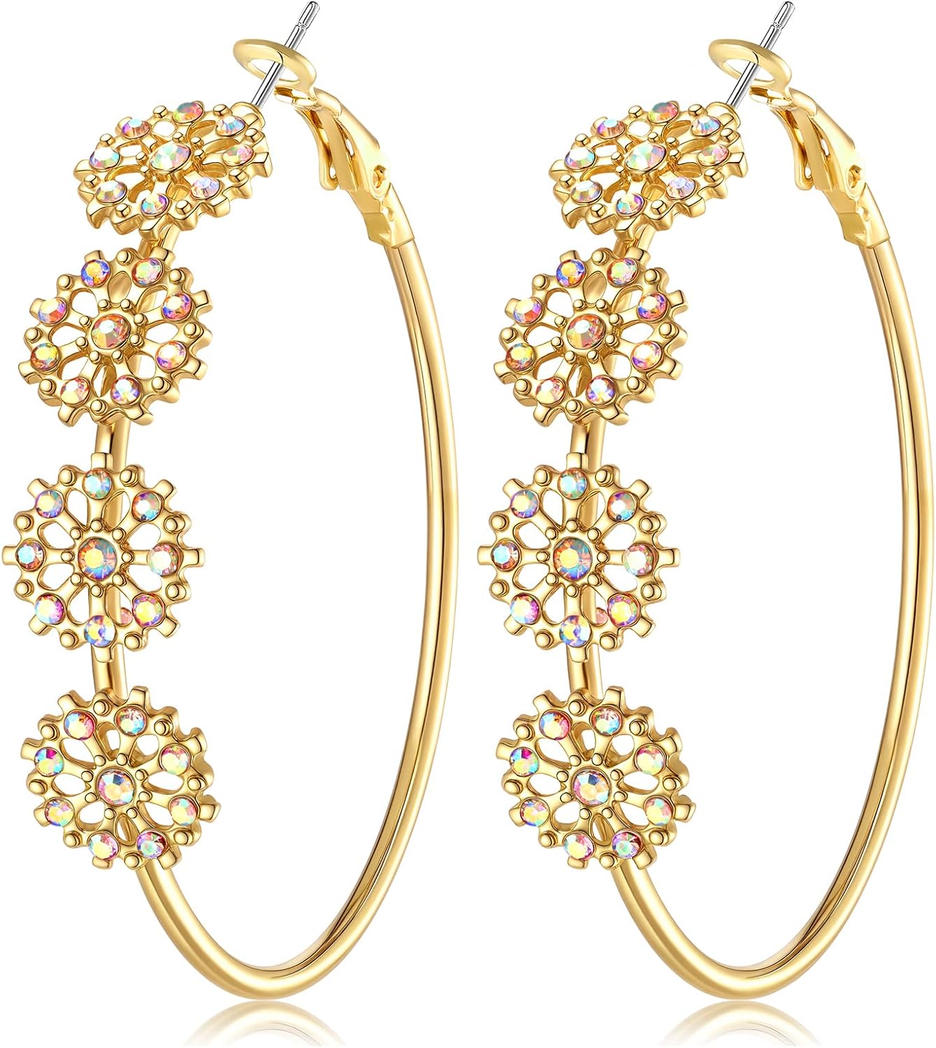 Red Green Xmas Bow Hoop Earrings - Christmas Jewelry for Women, Holiday Gifts - QIAO Crystal我的商店QIAO Crystal