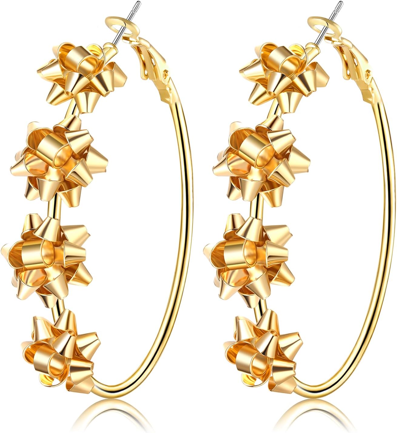 Red Green Xmas Bow Hoop Earrings - Christmas Jewelry for Women, Holiday Gifts - QIAO Crystal我的商店QIAO Crystal