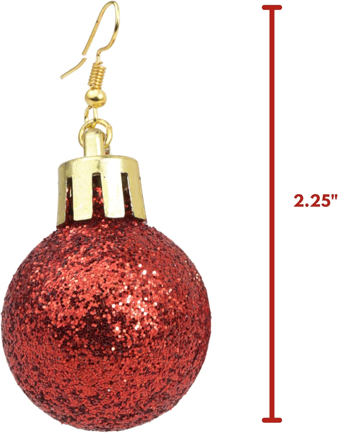 Red Sparkly Ornaments Dangle Earrings, Christmas Party Accessories, Holiday Jewelry, 2.25 Inches - QIAO Crystal我的商店QIAO Crystal