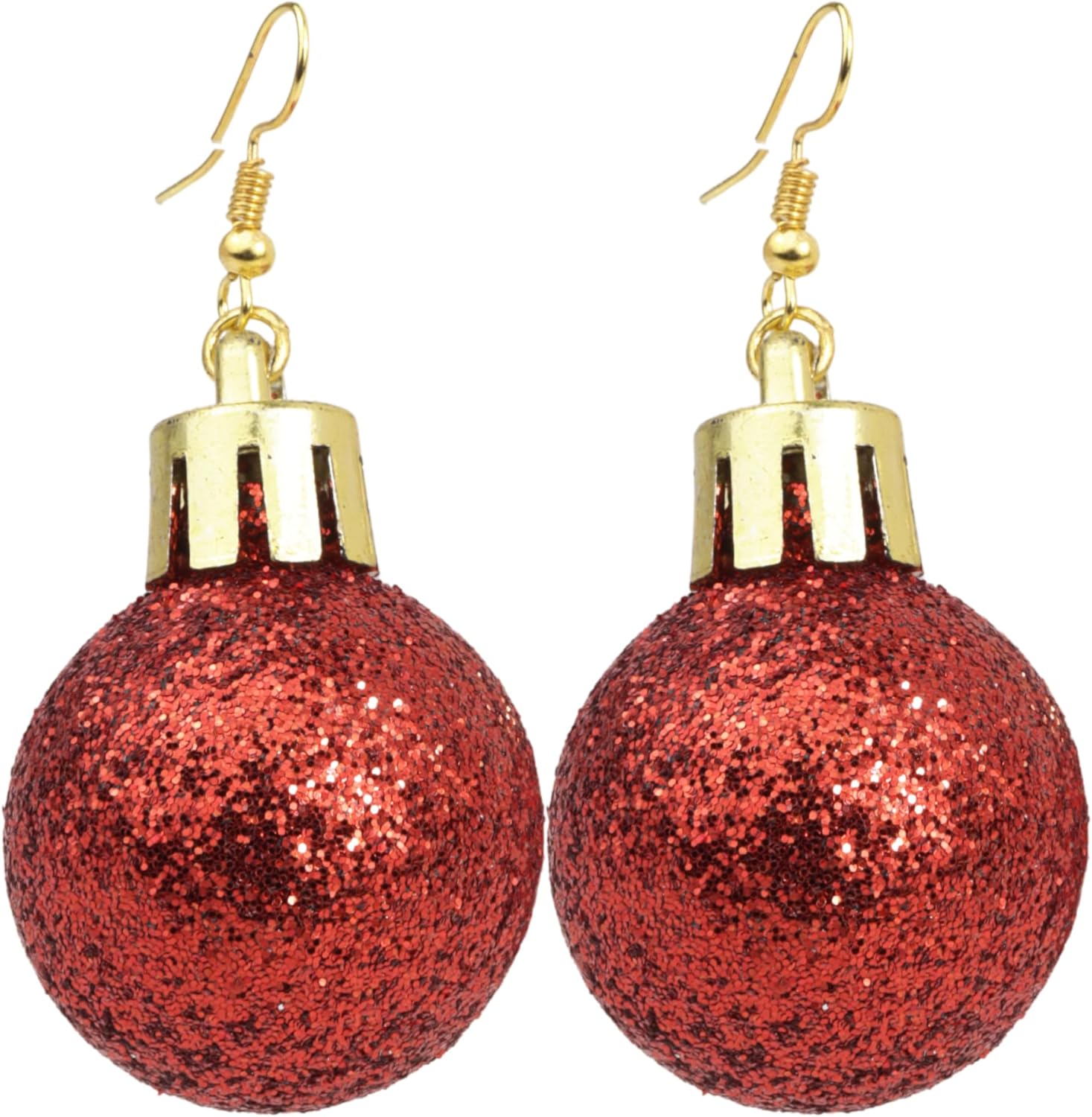 Red Sparkly Ornaments Dangle Earrings, Christmas Party Accessories, Holiday Jewelry, 2.25 Inches - QIAO Crystal我的商店QIAO Crystal