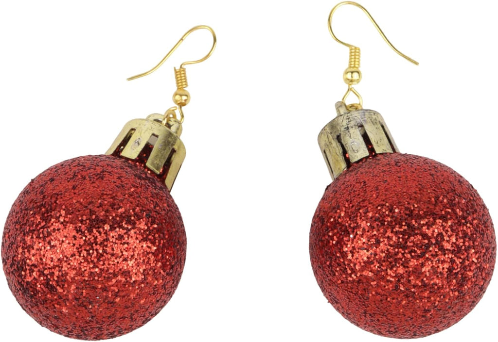 Red Sparkly Ornaments Dangle Earrings, Christmas Party Accessories, Holiday Jewelry, 2.25 Inches - QIAO Crystal我的商店QIAO Crystal