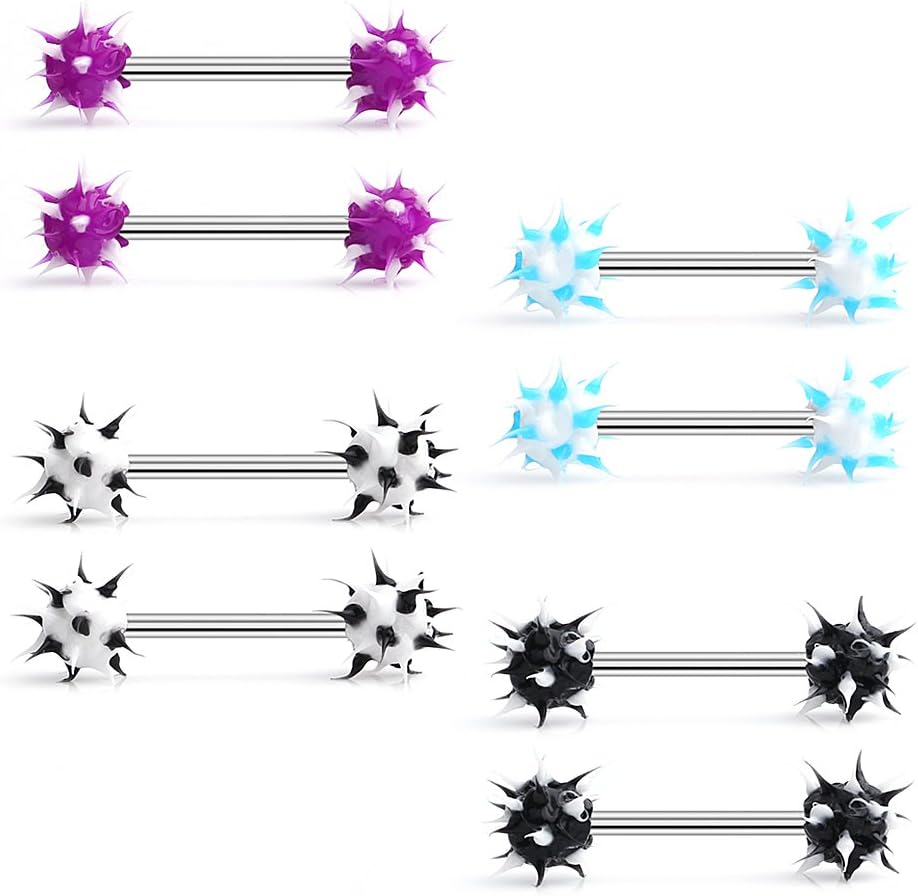 Ruifan 14G 9/16Inch Silicone Soft Spike Ball Nipple Tongue Shield Ring Barbell Body Piercing Jewelry Retainer - QIAO CrystalQIAO CrystalQIAO Crystal