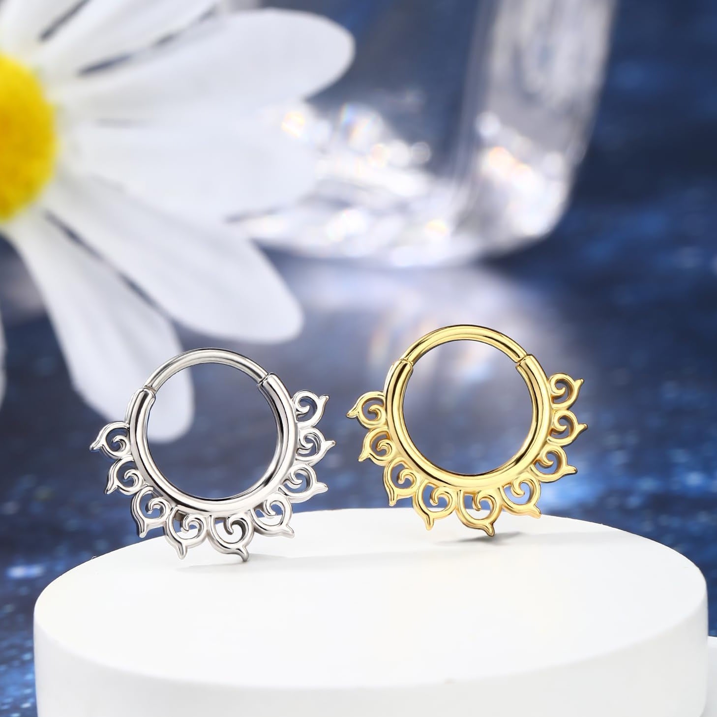 Septum Ring 16G Stainless Steel 316L Jewelry for Septum, Daith, and Cartilage Piercing - QIAO Crystal我的商店QIAO Crystal
