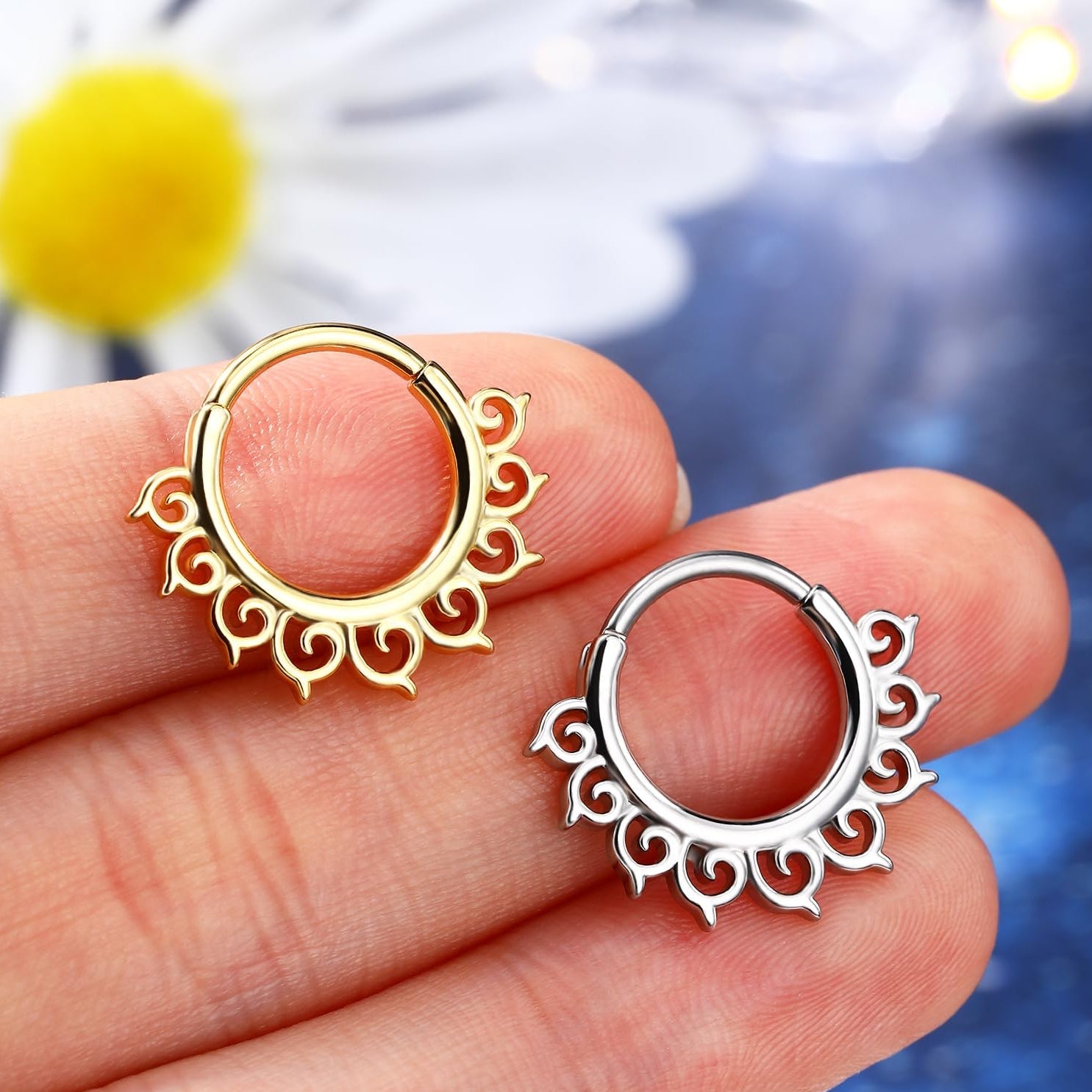 Septum Ring 16G Stainless Steel 316L Jewelry for Septum, Daith, and Cartilage Piercing - QIAO Crystal我的商店QIAO Crystal