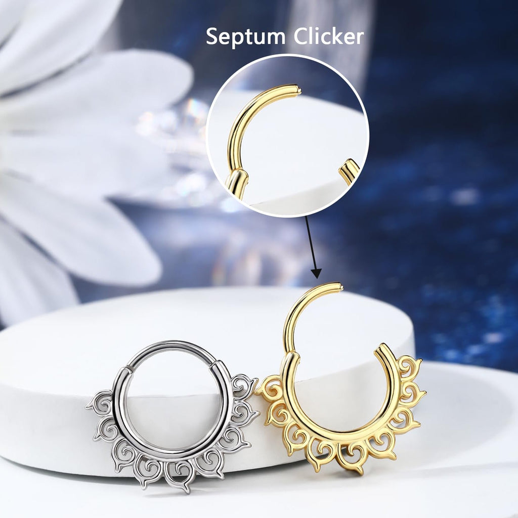Septum Ring 16G Stainless Steel 316L Jewelry for Septum, Daith, and Cartilage Piercing - QIAO Crystal我的商店QIAO Crystal