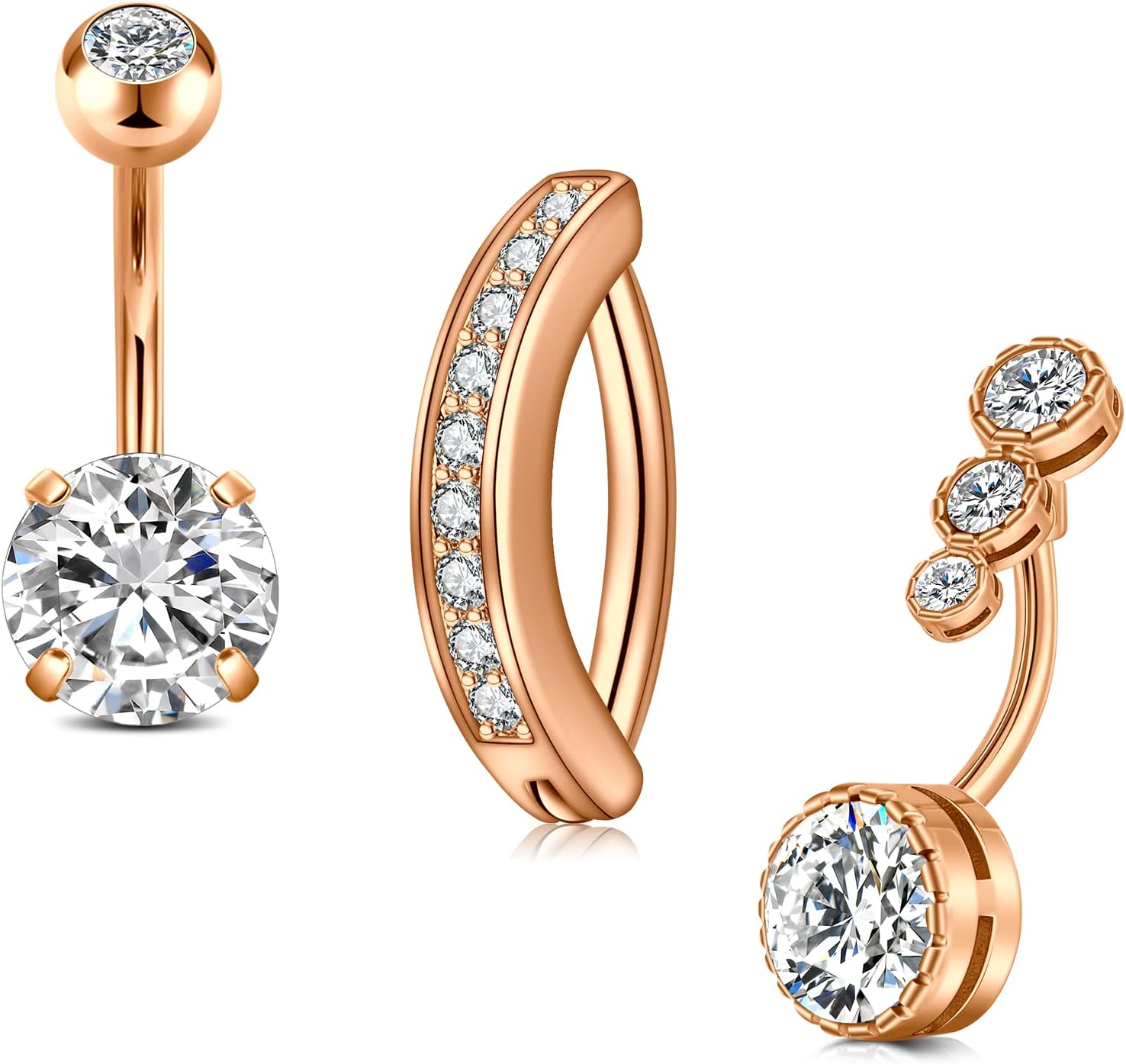 Silver Gold Belly Button Ring for Women Clicker Hoop Belly Rings Opal Navel Piercing Jewelry Dangle Hypoallergenic Surgical Steel Dainty Dangling Navel Rings for Women - 我的商店我的商店我的商店