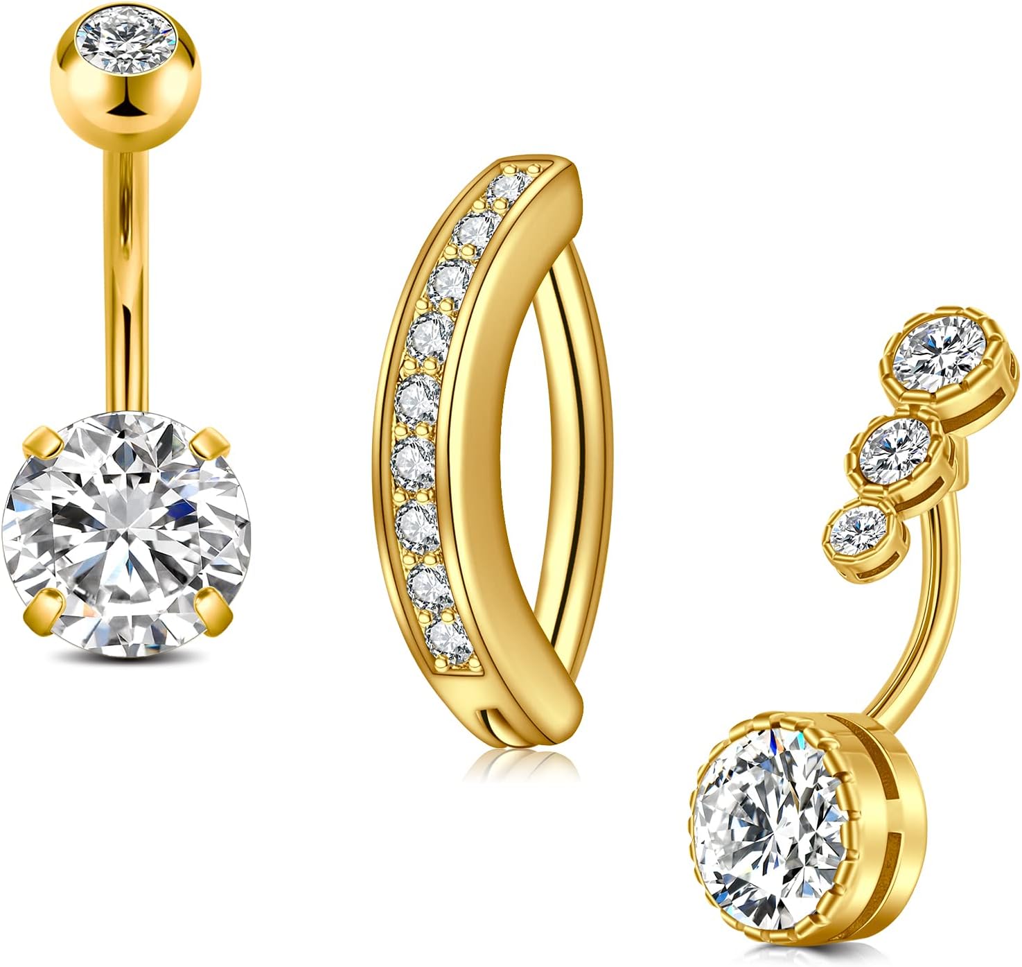 Silver Gold Belly Button Ring for Women Clicker Hoop Belly Rings Opal Navel Piercing Jewelry Dangle Hypoallergenic Surgical Steel Dainty Dangling Navel Rings for Women - 我的商店我的商店我的商店