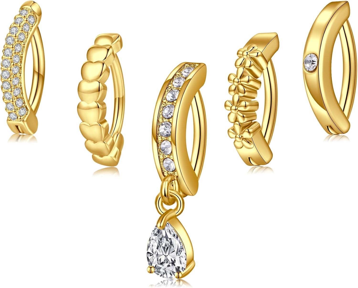 Silver Gold Belly Button Ring for Women Clicker Hoop Belly Rings Opal Navel Piercing Jewelry Dangle Hypoallergenic Surgical Steel Dainty Dangling Navel Rings for Women - 我的商店我的商店我的商店