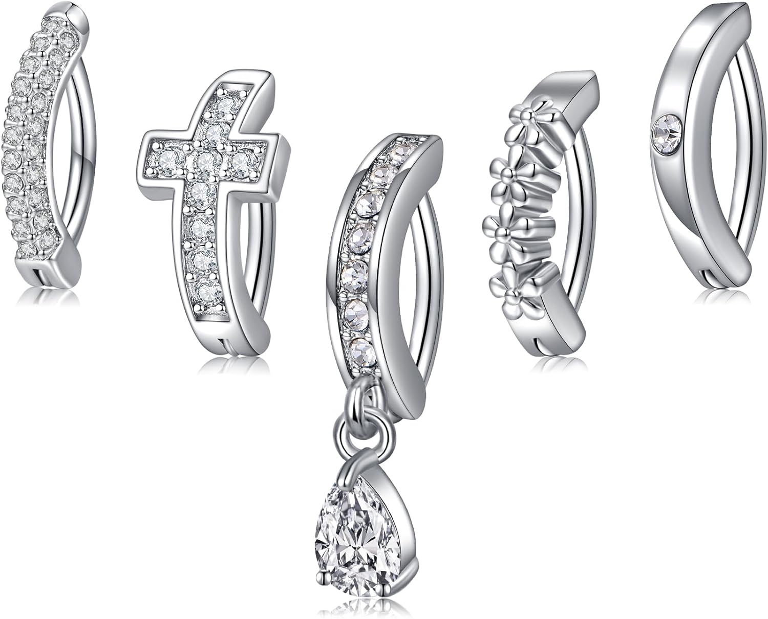 Silver Gold Belly Button Ring for Women Clicker Hoop Belly Rings Opal Navel Piercing Jewelry Dangle Hypoallergenic Surgical Steel Dainty Dangling Navel Rings for Women - 我的商店我的商店我的商店