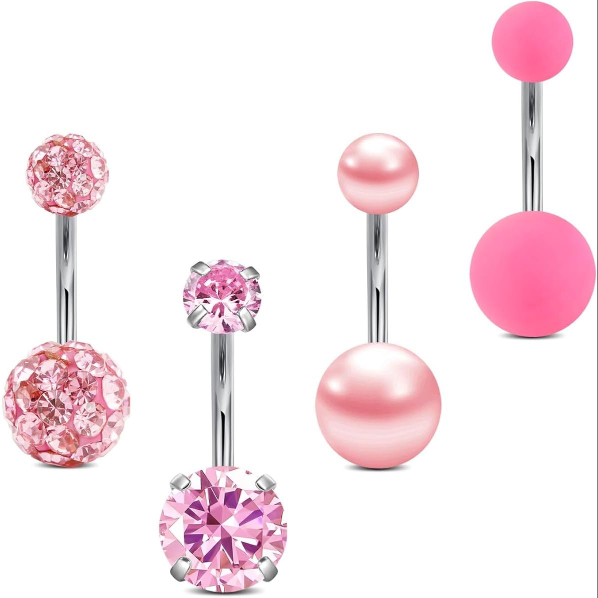 Silver Gold Belly Button Ring for Women Clicker Hoop Belly Rings Opal Navel Piercing Jewelry Dangle Hypoallergenic Surgical Steel Dainty Dangling Navel Rings for Women - 我的商店我的商店我的商店