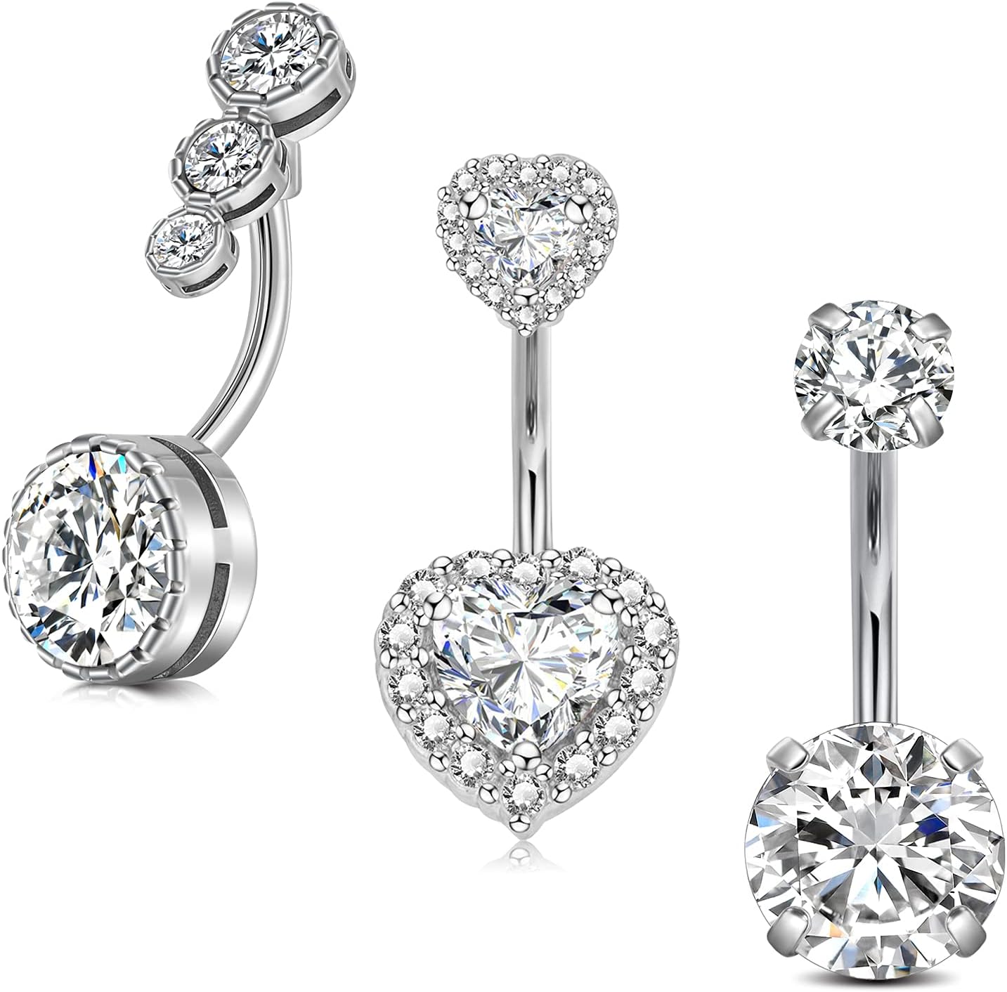 Silver Gold Belly Button Ring for Women Clicker Hoop Belly Rings Opal Navel Piercing Jewelry Dangle Hypoallergenic Surgical Steel Dainty Dangling Navel Rings for Women - 我的商店我的商店我的商店