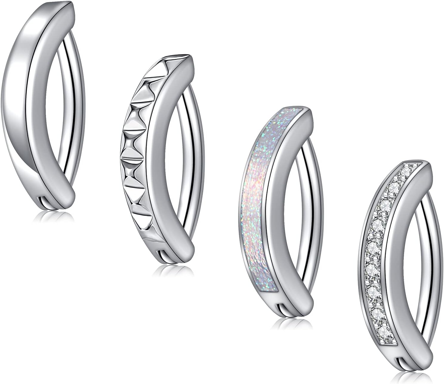 Silver Gold Belly Button Ring for Women Clicker Hoop Belly Rings Opal Navel Piercing Jewelry Dangle Hypoallergenic Surgical Steel Dainty Dangling Navel Rings for Women - 我的商店我的商店我的商店