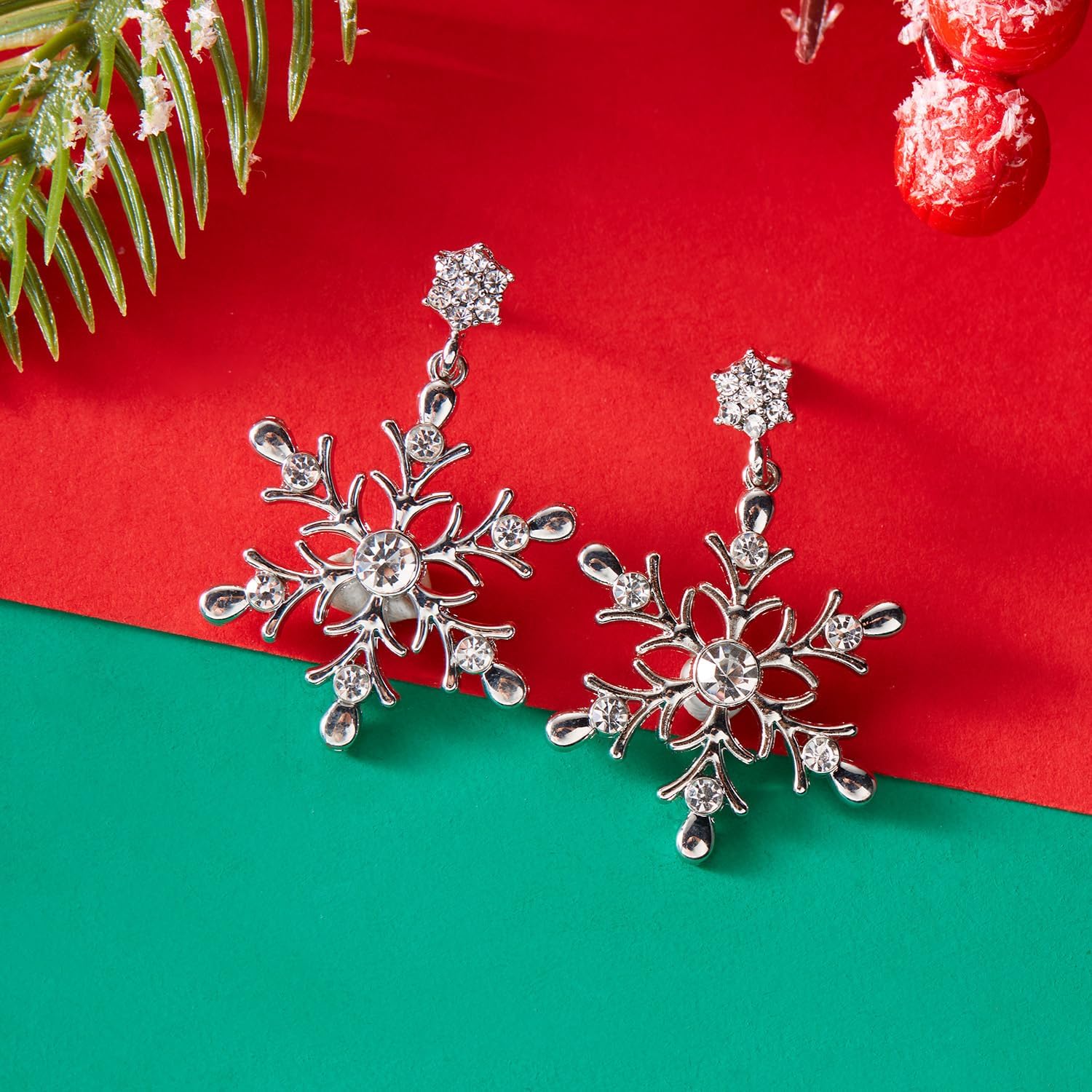 Snowflake Earring Snowflake Drop Earrings for Women Silver Rhinestone Snowflake Earrings Snowflake Pearl Earrings Winter Earrings Christmas Earrings Christmas Holiday Jewelry for Women - QIAO Crystal我的商店QIAO Crystal