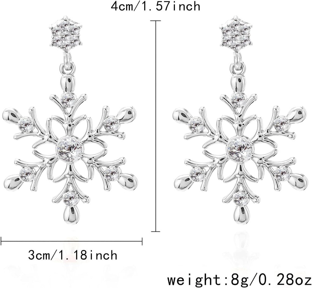 Snowflake Earring Snowflake Drop Earrings for Women Silver Rhinestone Snowflake Earrings Snowflake Pearl Earrings Winter Earrings Christmas Earrings Christmas Holiday Jewelry for Women - QIAO Crystal我的商店QIAO Crystal