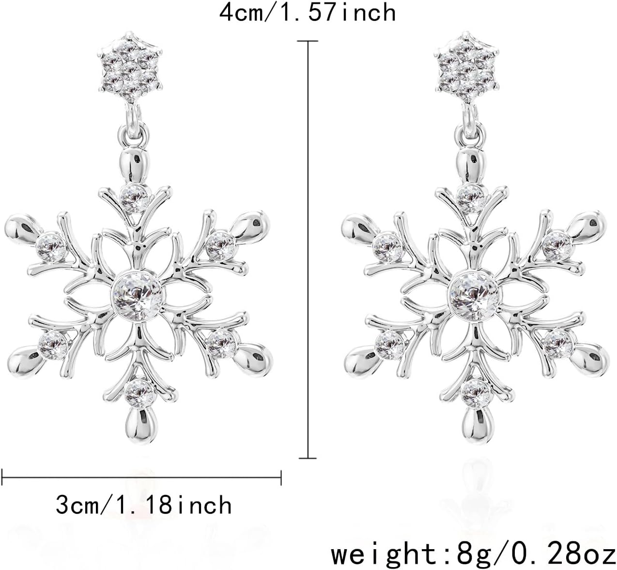 Snowflake Earring Snowflake Drop Earrings for Women Silver Rhinestone Snowflake Earrings Snowflake Pearl Earrings Winter Earrings Christmas Earrings Christmas Holiday Jewelry for Women - QIAO Crystal我的商店QIAO Crystal