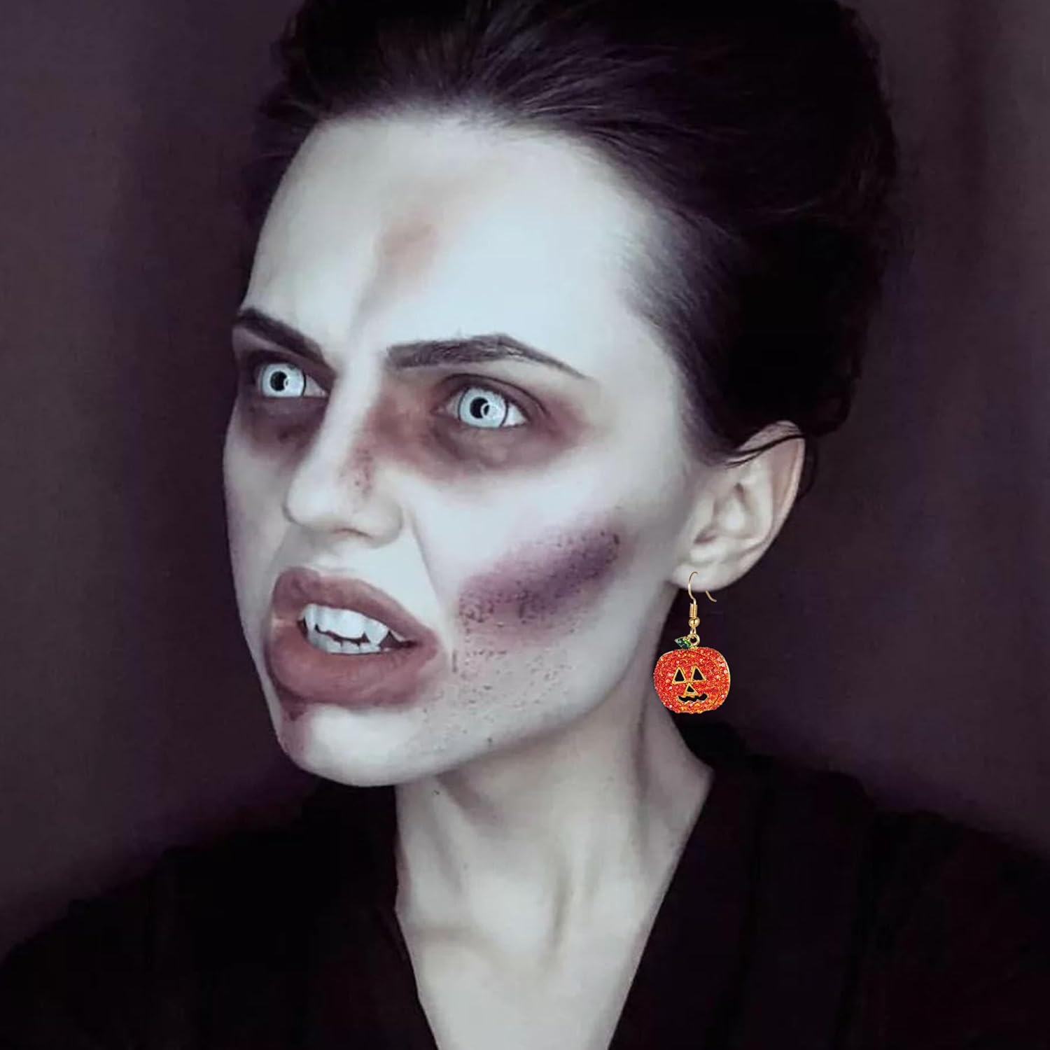 Sparkling Pumpkin Shaped Earrings Necklace Set Cubic Zirconia Halloween Jewelry Gold Plated Costume Accessories for Party Thanksgiving Christmas - 我的商店我的商店我的商店