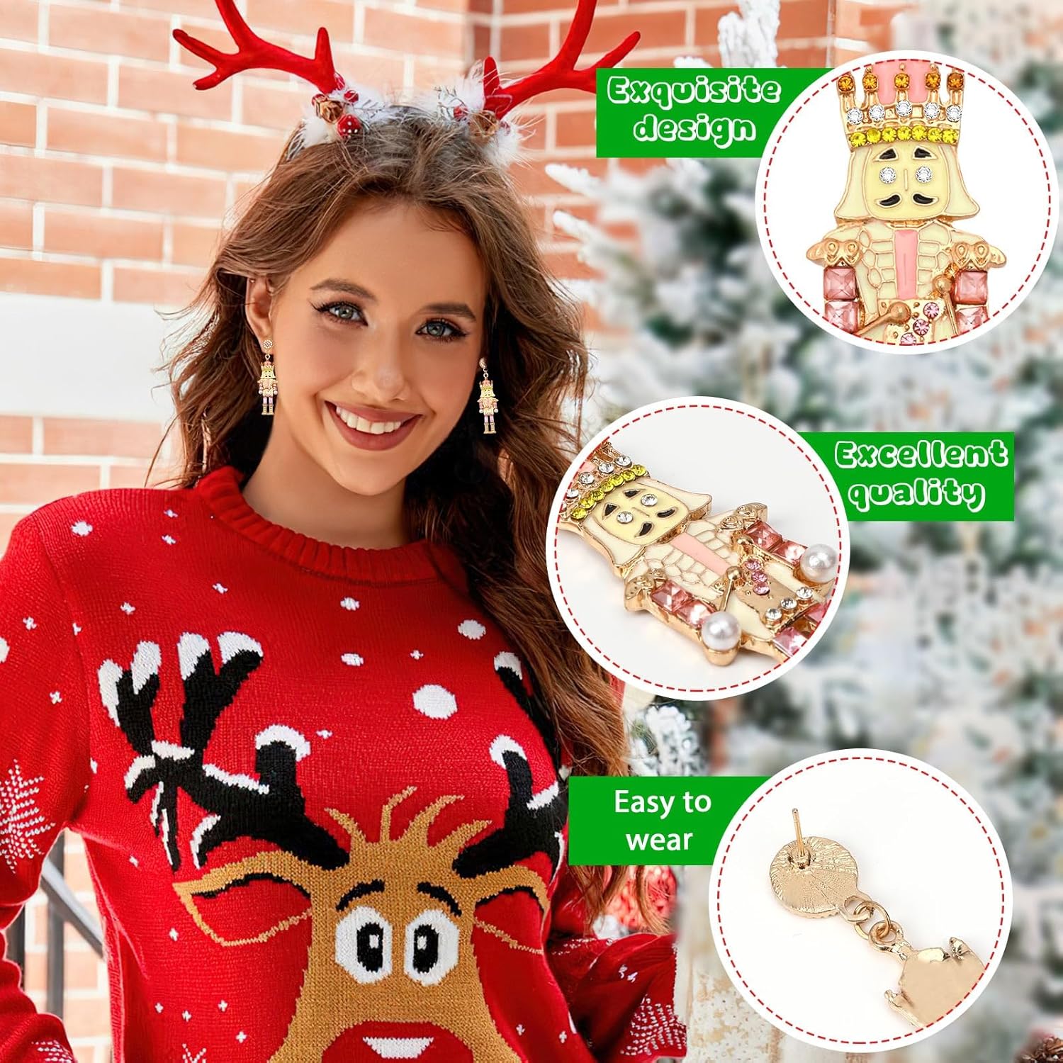 Sparkly Stud Beaded Dangle Earrings for Costume Party Holiday Festive Jewelry - 我的商店我的商店我的商店