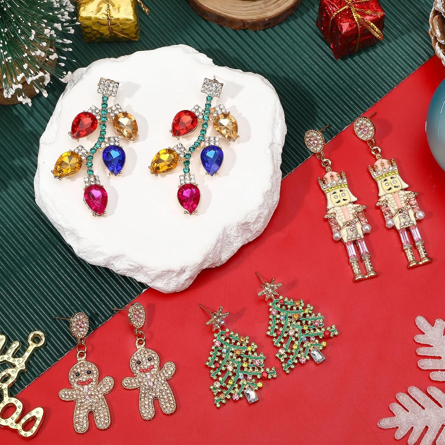 Sparkly Stud Beaded Dangle Earrings for Costume Party Holiday Festive Jewelry - 我的商店我的商店我的商店