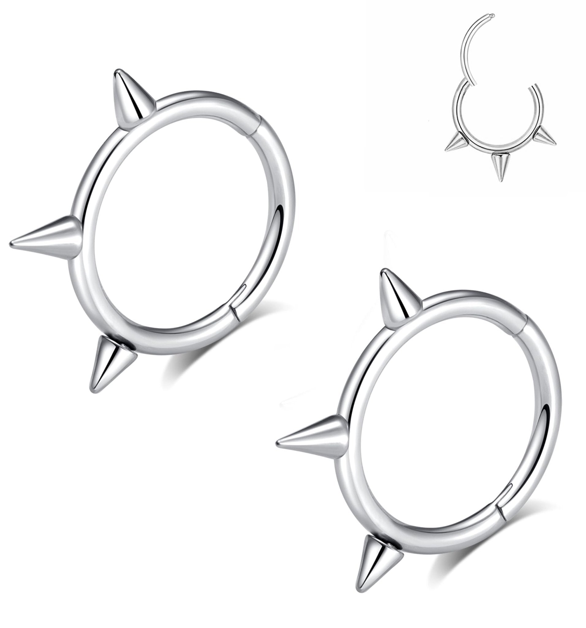 Spike Clicker Snake Bite Jewelry, Septum Ring, Hoop Lip Rings Snake Bites, Labret Jewelry for Lip Piercing, Cartilage Hoop Earrings - QIAO Crystal我的商店QIAO Crystal