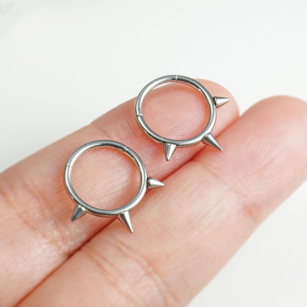 Spike Clicker Snake Bite Jewelry, Septum Ring, Hoop Lip Rings Snake Bites, Labret Jewelry for Lip Piercing, Cartilage Hoop Earrings - QIAO Crystal我的商店QIAO Crystal