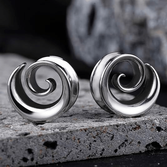 Spiral Saddle Ear Tunnels Plugs 316 Stainless Steel Ear Gauges Hypoallergenic Earrings Expander Stretcher Piercing - QIAO Crystal我的商店QIAO Crystal