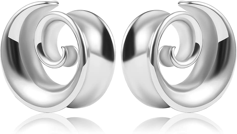 Spiral Saddle Ear Tunnels Plugs 316 Stainless Steel Ear Gauges Hypoallergenic Earrings Expander Stretcher Piercing - QIAO Crystal我的商店QIAO Crystal