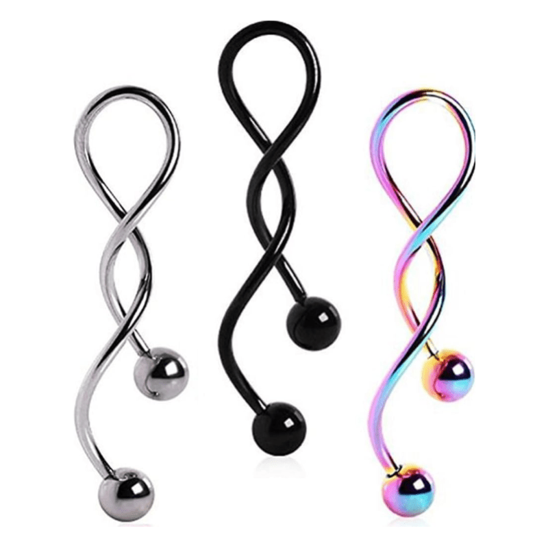 Spiral Twist Navel Ring 316L Surgical Steel Body Piercing Rings14g - QIAO Crystal我的商店QIAO Crystal