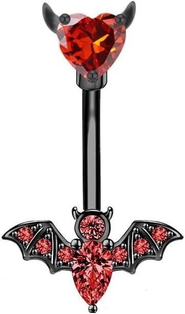 Stainless Steel Belly Button Ring Bat Belly Button Ring Butterfly Belly Button Ring 14G Surgical Steel Navel Ring Belly Piercing Jewelry Halloween Body Jewelry Gift for Women - 我的商店我的商店我的商店