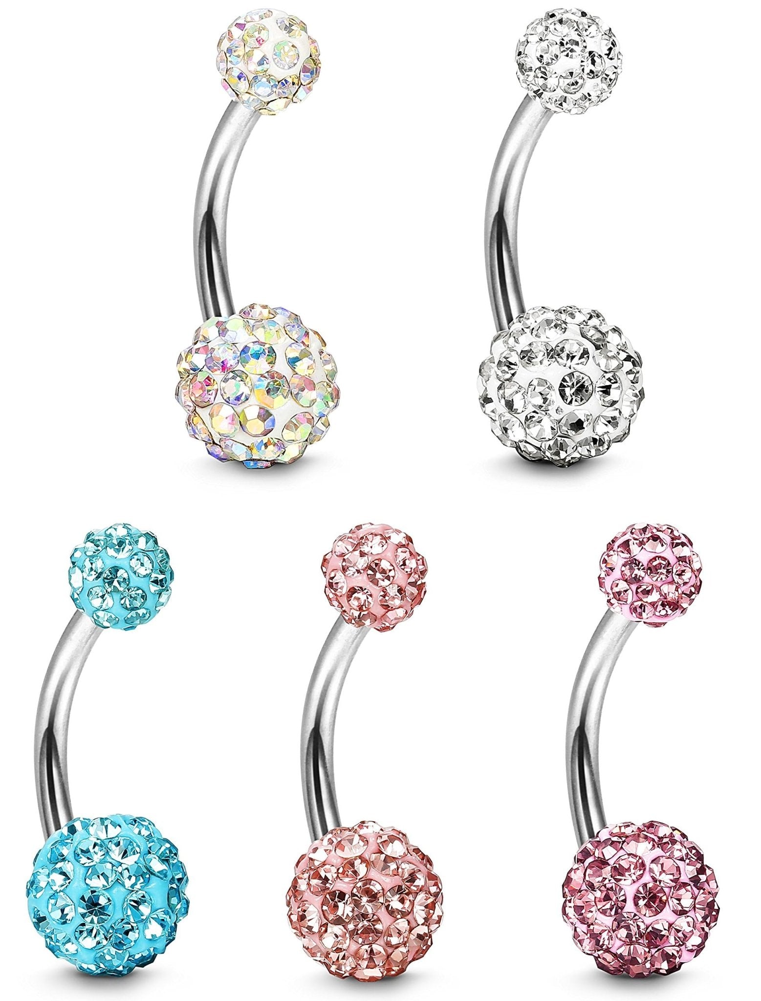 Stainless Steel Belly Button Rings Navel Barbell Body Jewelry Piercing - QIAO Crystal我的商店QIAO Crystal