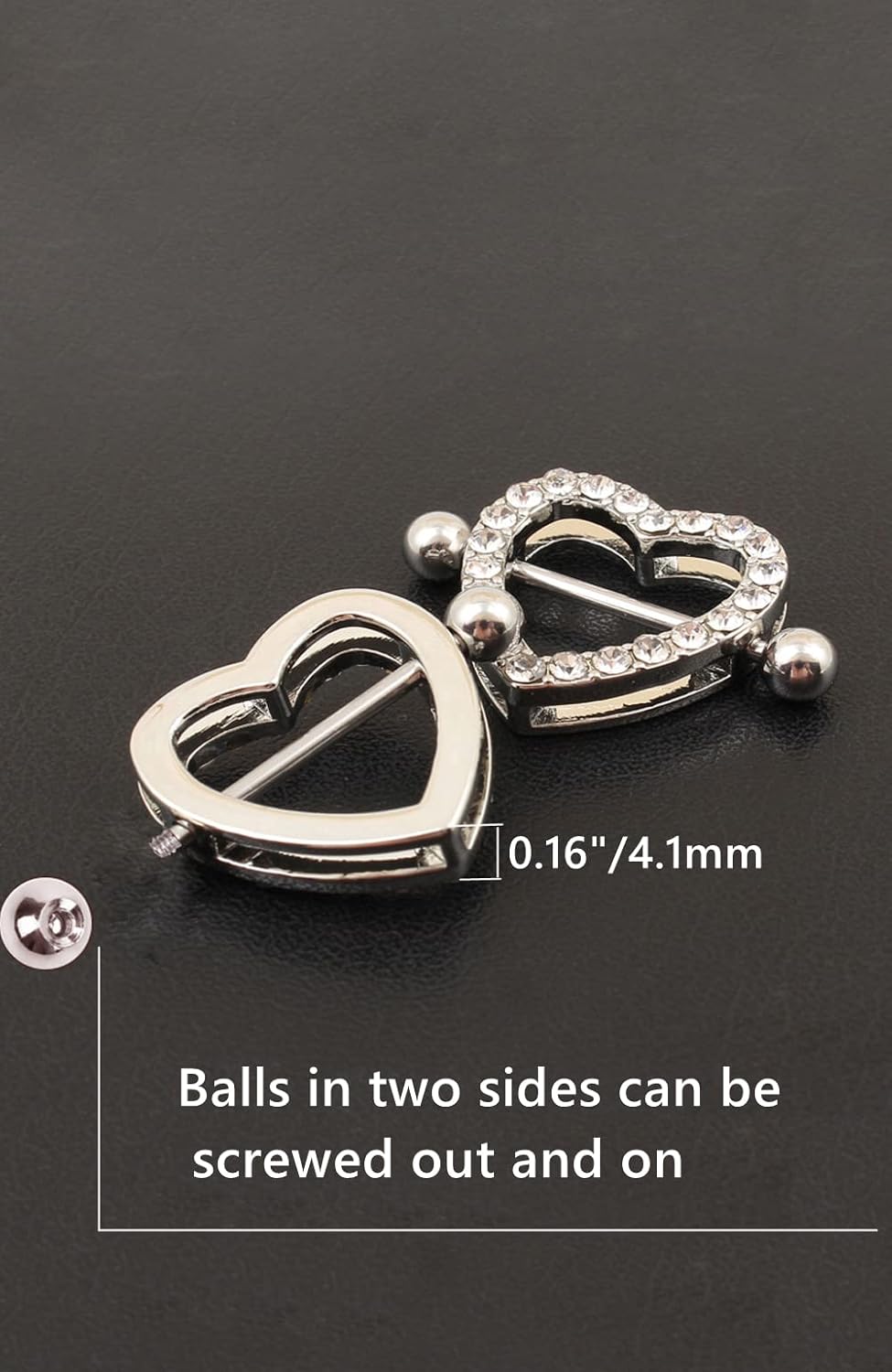 Stainless Steel Heart Nipple Rings Nipple Piercings for Women Body Piercing Jewelry 14G - QIAO CrystalQIAO CrystalQIAO Crystal